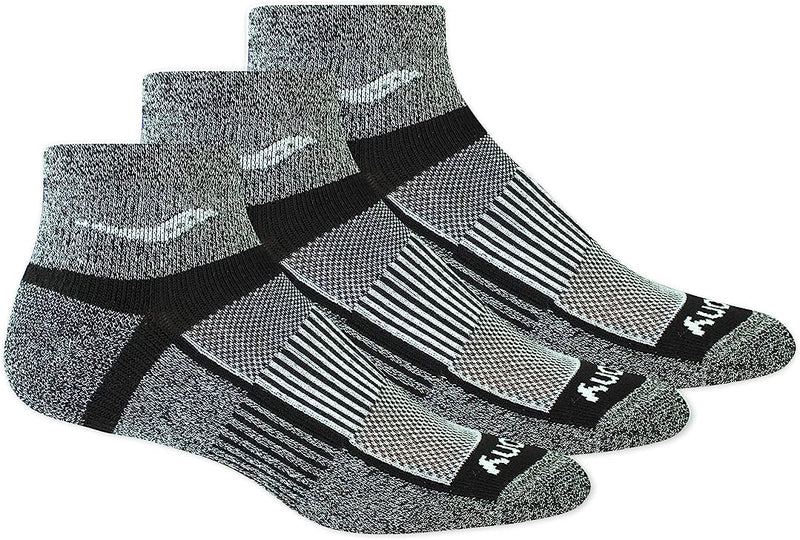 Saucony Inferno Quarter Socks 3 Pack, Black White Marl, L
