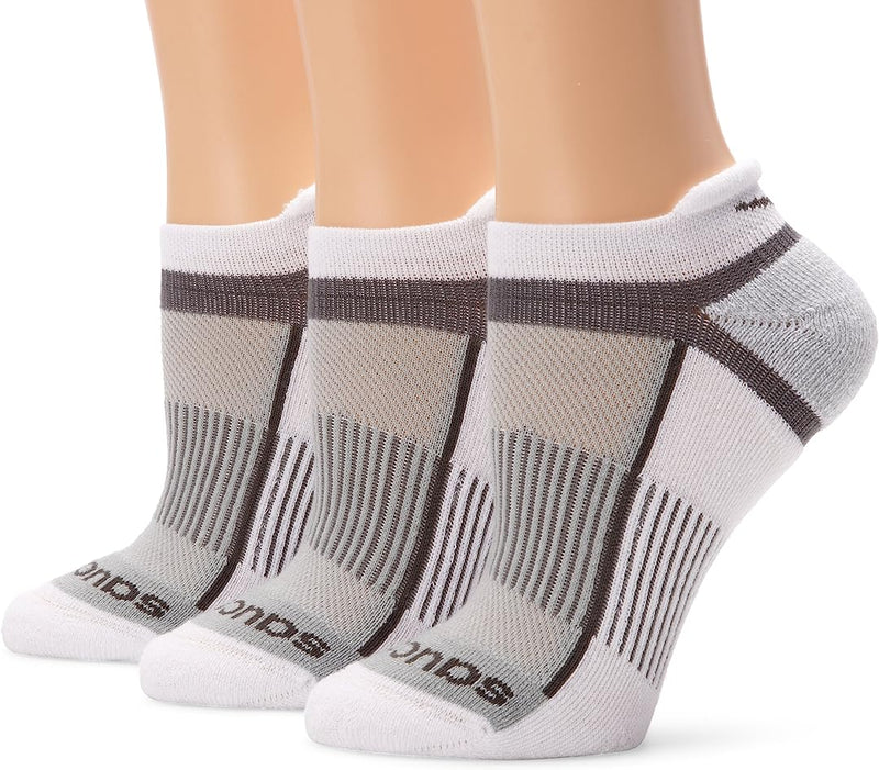Saucony Inferno No Show Tab Socks 3 Pack, White, L