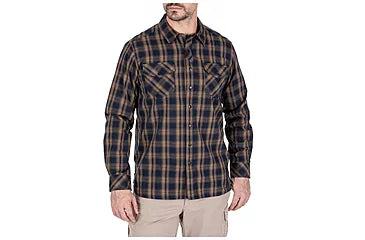 5.11 Tactical Peak Long Sleeve Shirt - Mens , Small , Battle Brown Plaid 72469-590-S Mens Clothing Size: Small, Age Group: Adults