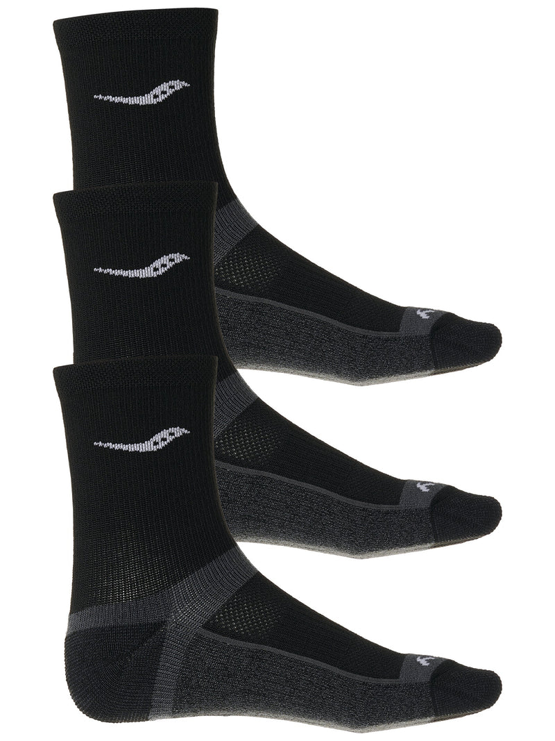 Saucony Inferno Cushioned Mid Crew Socks 3 Pack, Black, M