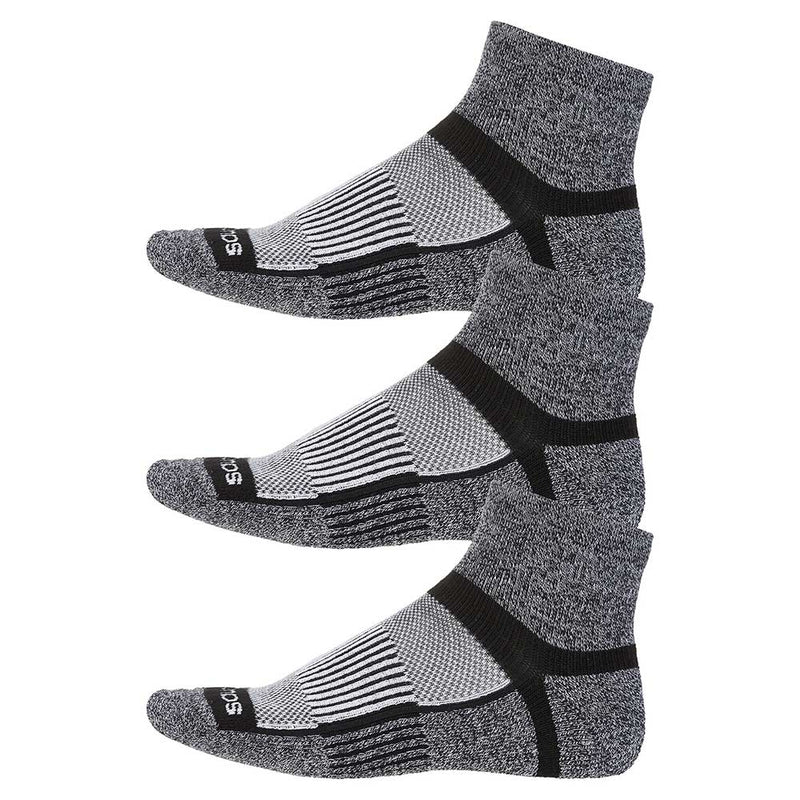 Saucony Inferno Merino Wool No Show Tab Socks 3 Pack, Grey Marl, L